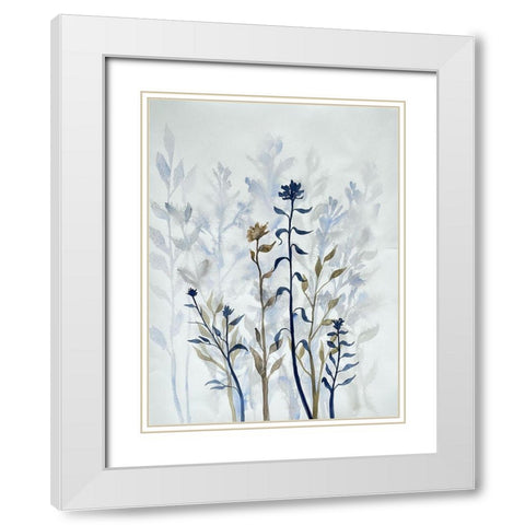 Blue Lit Growth 1 White Modern Wood Framed Art Print with Double Matting by Charest, Doris