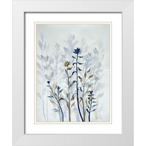 Blue Lit Growth 1 White Modern Wood Framed Art Print with Double Matting by Charest, Doris