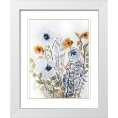 Floral Embrace 1 White Modern Wood Framed Art Print with Double Matting by Charest, Doris