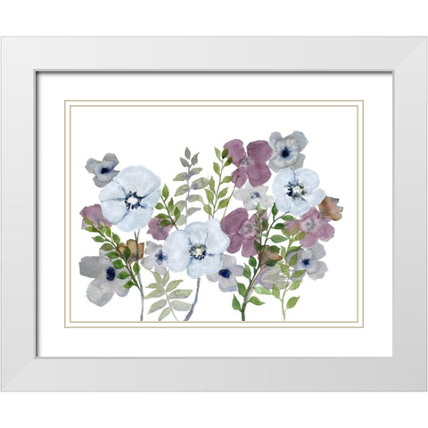 Floral Gossip 3 White Modern Wood Framed Art Print with Double Matting by Charest, Doris