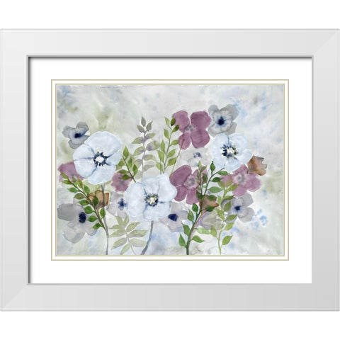 Floral Gossip 1 White Modern Wood Framed Art Print with Double Matting by Charest, Doris