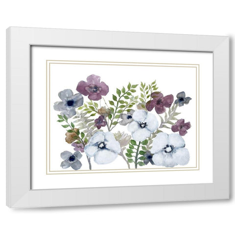 Floral Gossip 4 White Modern Wood Framed Art Print with Double Matting by Charest, Doris