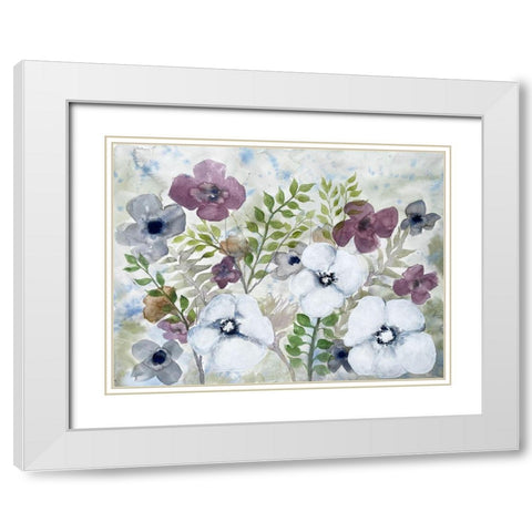 Floral Gossip 2 White Modern Wood Framed Art Print with Double Matting by Charest, Doris