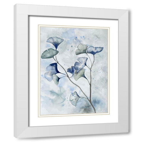Moonlit Ginkos 1 White Modern Wood Framed Art Print with Double Matting by Charest, Doris