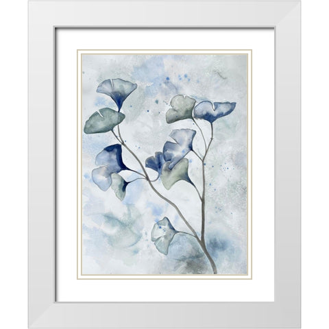 Moonlit Ginkos 1 White Modern Wood Framed Art Print with Double Matting by Charest, Doris
