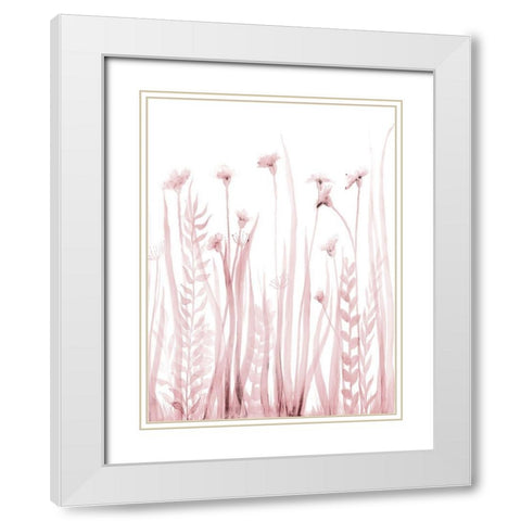 Soft Blooms 1 White Modern Wood Framed Art Print with Double Matting by Charest, Doris