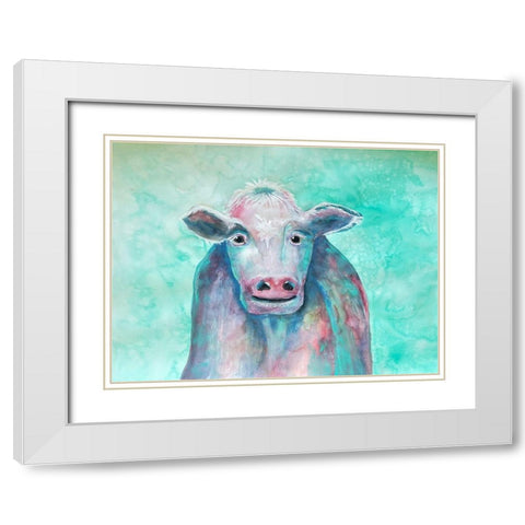 Misunderstood Cow White Modern Wood Framed Art Print with Double Matting by Charest, Doris