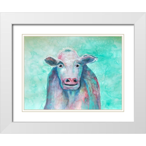 Misunderstood Cow White Modern Wood Framed Art Print with Double Matting by Charest, Doris