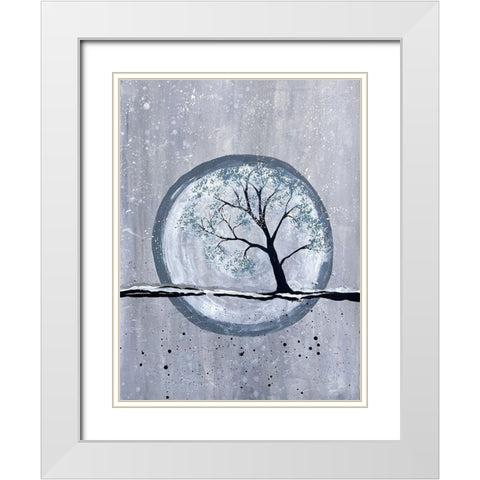 Moonlit Tree 1 White Modern Wood Framed Art Print with Double Matting by Charest, Doris