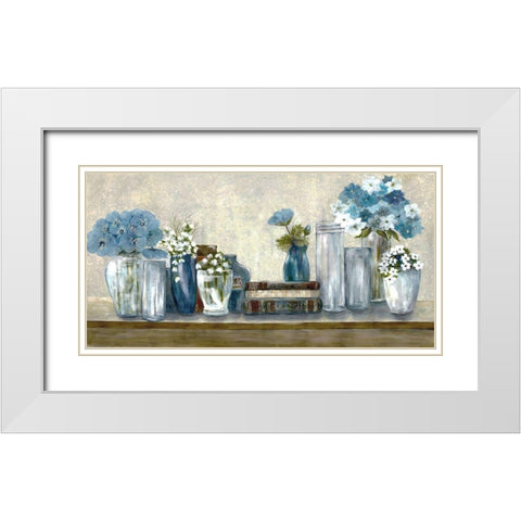 Floral Desk White Modern Wood Framed Art Print with Double Matting by Charest, Doris