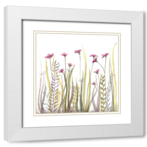 Garden Blooms 1 White Modern Wood Framed Art Print with Double Matting by Charest, Doris
