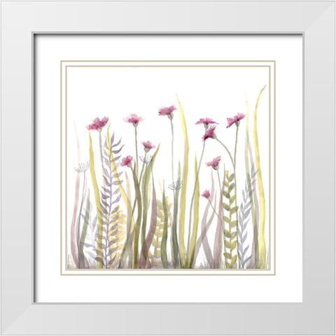 Garden Blooms 1 White Modern Wood Framed Art Print with Double Matting by Charest, Doris
