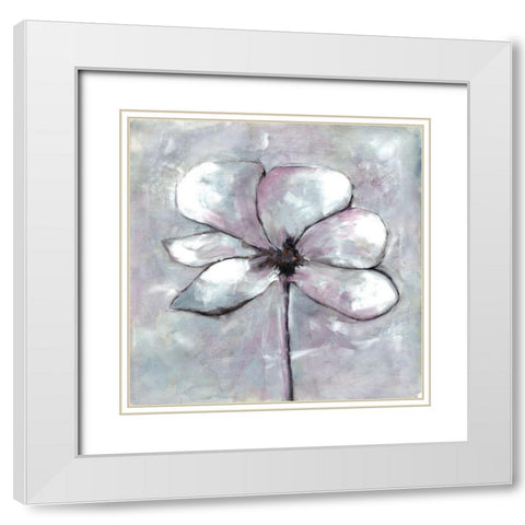 Cherished Bloom 1 White Modern Wood Framed Art Print with Double Matting by Charest, Doris
