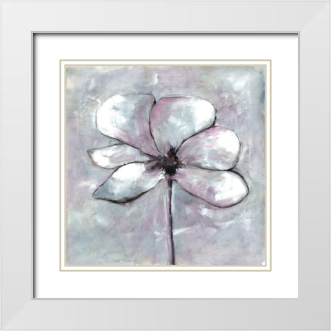 Cherished Bloom 1 White Modern Wood Framed Art Print with Double Matting by Charest, Doris