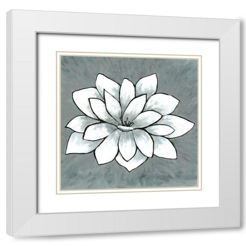 White Lotus White Modern Wood Framed Art Print with Double Matting by Charest, Doris