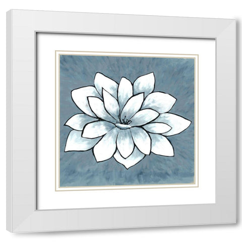 Blue Sprout 1 White Modern Wood Framed Art Print with Double Matting by Charest, Doris