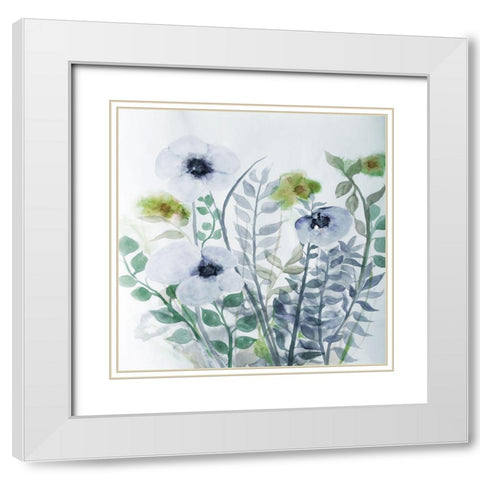Floral Embrace 1 White Modern Wood Framed Art Print with Double Matting by Charest, Doris
