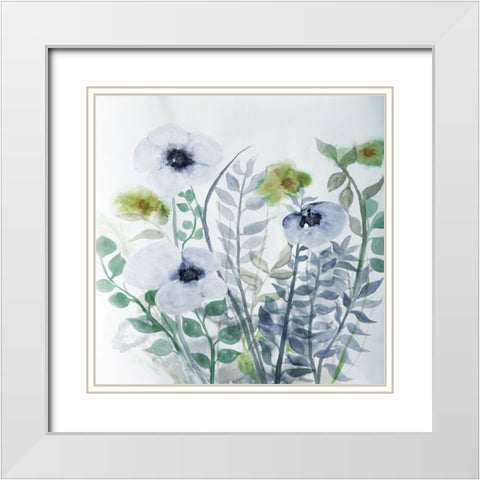 Floral Embrace 1 White Modern Wood Framed Art Print with Double Matting by Charest, Doris