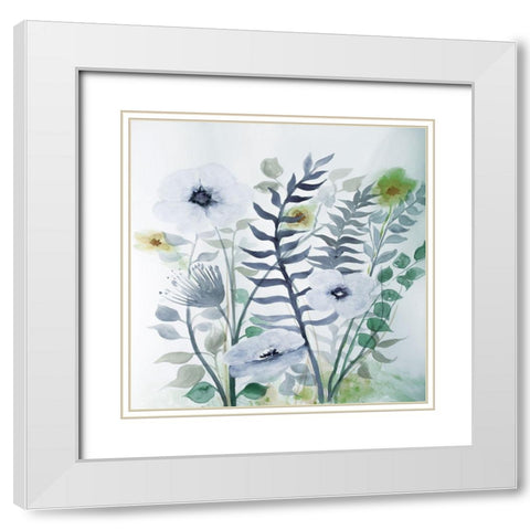 Floral Embrace 2 White Modern Wood Framed Art Print with Double Matting by Charest, Doris