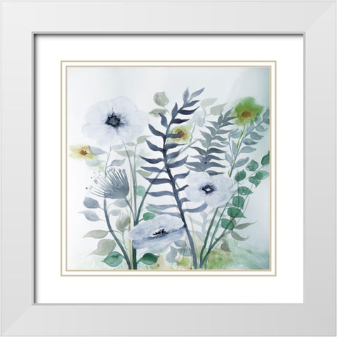 Floral Embrace 2 White Modern Wood Framed Art Print with Double Matting by Charest, Doris