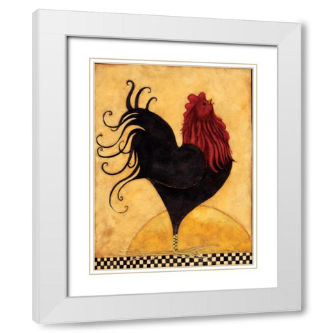 Rooster White Modern Wood Framed Art Print with Double Matting by DiPaolo, Dan