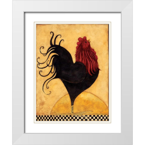 Rooster White Modern Wood Framed Art Print with Double Matting by DiPaolo, Dan
