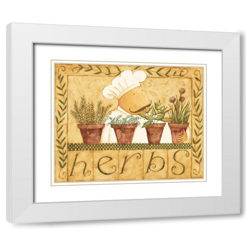 Kitchen Herbs White Modern Wood Framed Art Print with Double Matting by DiPaolo, Dan