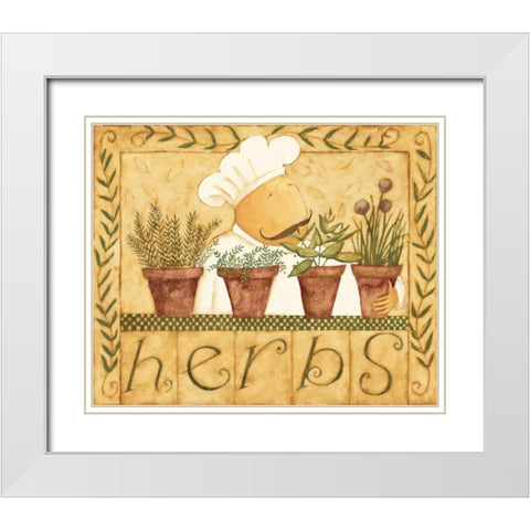 Kitchen Herbs White Modern Wood Framed Art Print with Double Matting by DiPaolo, Dan