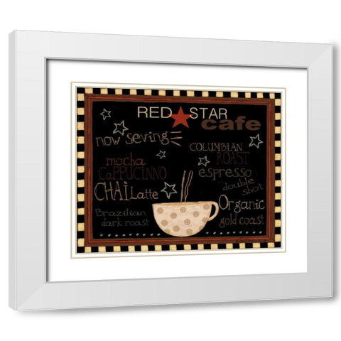 Red Star Cafe White Modern Wood Framed Art Print with Double Matting by DiPaolo, Dan