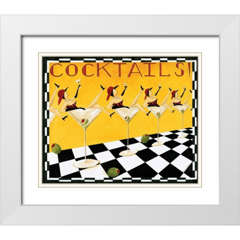 Cocktails White Modern Wood Framed Art Print with Double Matting by DiPaolo, Dan