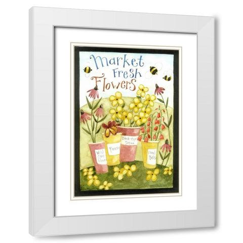 Market Fresh Flowers White Modern Wood Framed Art Print with Double Matting by DiPaolo, Dan