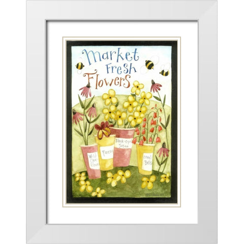 Market Fresh Flowers White Modern Wood Framed Art Print with Double Matting by DiPaolo, Dan