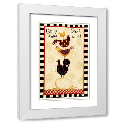 Stacking Chickens White Modern Wood Framed Art Print with Double Matting by DiPaolo, Dan
