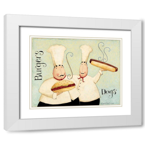 Burgers Dogs White Modern Wood Framed Art Print with Double Matting by DiPaolo, Dan