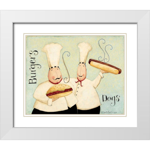 Burgers Dogs White Modern Wood Framed Art Print with Double Matting by DiPaolo, Dan