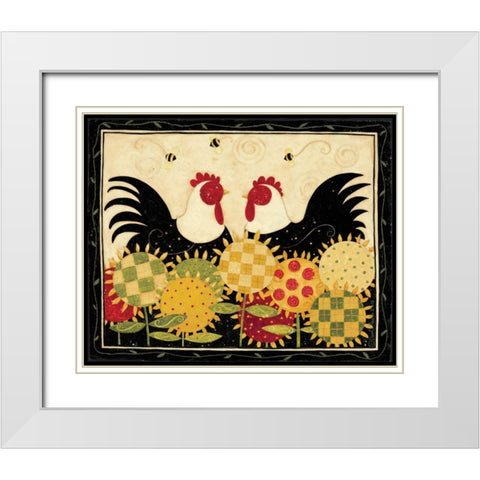 Two Rooster White Modern Wood Framed Art Print with Double Matting by DiPaolo, Dan
