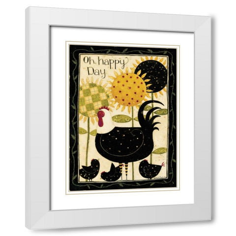 Henrietta With Chicks White Modern Wood Framed Art Print with Double Matting by DiPaolo, Dan