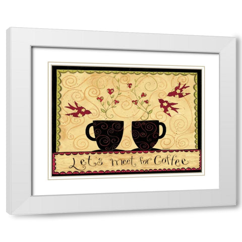Meet For Coffee White Modern Wood Framed Art Print with Double Matting by DiPaolo, Dan