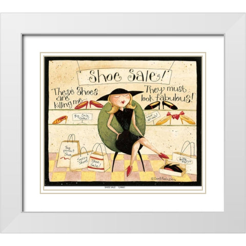 Shoe Sale White Modern Wood Framed Art Print with Double Matting by DiPaolo, Dan