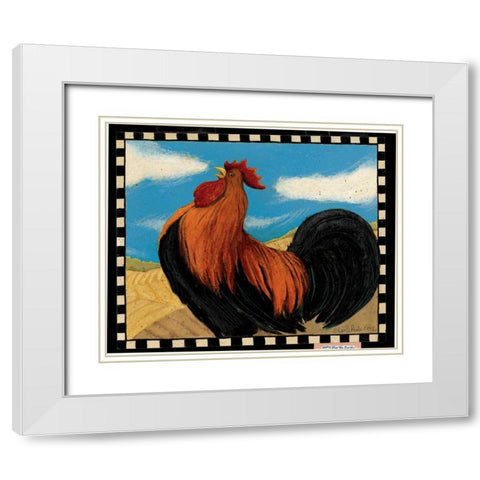 Bluesky Rooster White Modern Wood Framed Art Print with Double Matting by DiPaolo, Dan