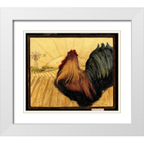 Windmill Rooster White Modern Wood Framed Art Print with Double Matting by DiPaolo, Dan