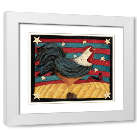 American Rooster White Modern Wood Framed Art Print with Double Matting by DiPaolo, Dan