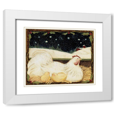 Christmas Chicks White Modern Wood Framed Art Print with Double Matting by DiPaolo, Dan