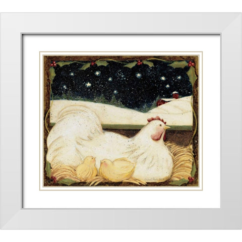 Christmas Chicks White Modern Wood Framed Art Print with Double Matting by DiPaolo, Dan