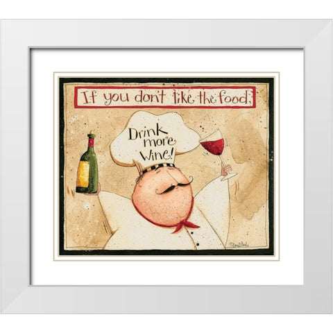 Drink More Wine White Modern Wood Framed Art Print with Double Matting by DiPaolo, Dan