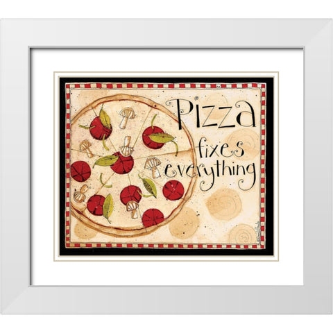 Pizza Fixes Everything White Modern Wood Framed Art Print with Double Matting by DiPaolo, Dan