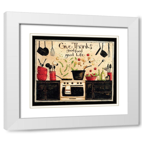 Give Thanks Good Food White Modern Wood Framed Art Print with Double Matting by DiPaolo, Dan