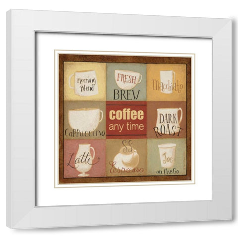 Coffee Anytime White Modern Wood Framed Art Print with Double Matting by DiPaolo, Dan
