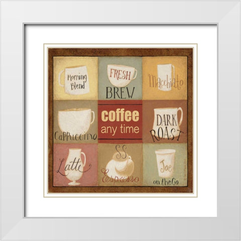 Coffee Anytime White Modern Wood Framed Art Print with Double Matting by DiPaolo, Dan