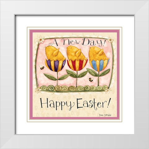Easter Chicks White Modern Wood Framed Art Print with Double Matting by DiPaolo, Dan